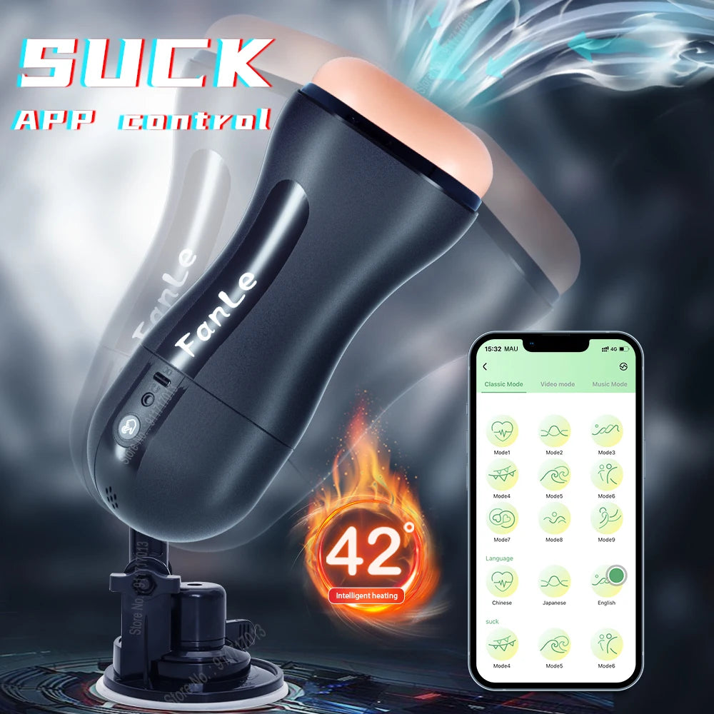 APP Automatic Sucking Vibrating Heated Male Masturbation Cup Blowjob Vacuum Suction for Men Masturbator Machine