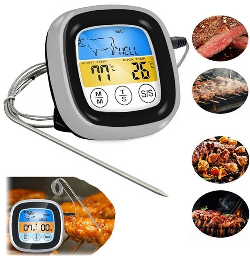 Digital Meat Kitchen Thermometer Stainless Waterproof Meat Temperature ...
