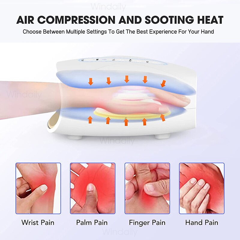 Smart Auto Timer Hand Massager Pneumatic Pressure Heat Compress Elimin ...