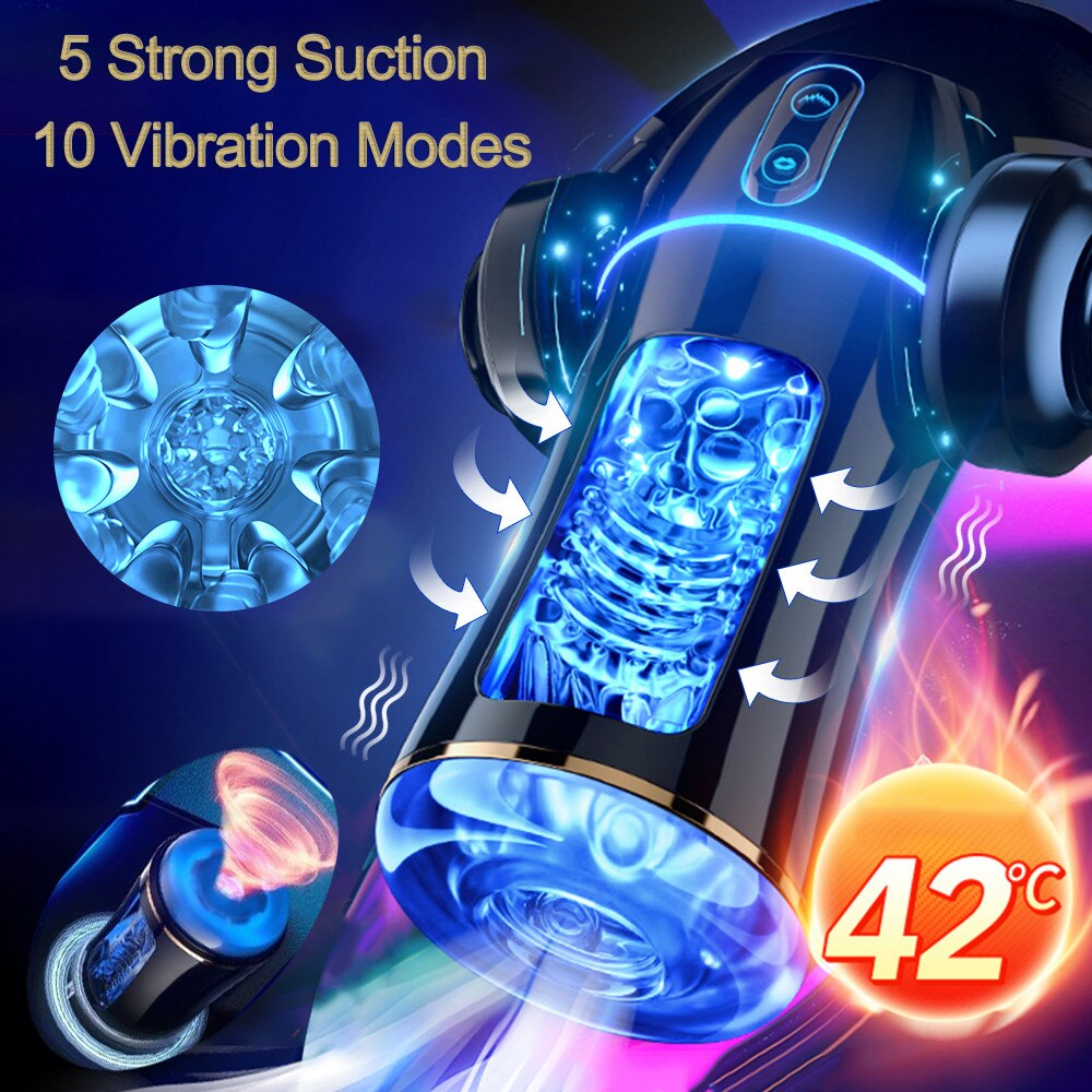 New Male Masturbator Automatic Sucking Masturbation Cup For  Deep Throat Oral Suction Vibrating