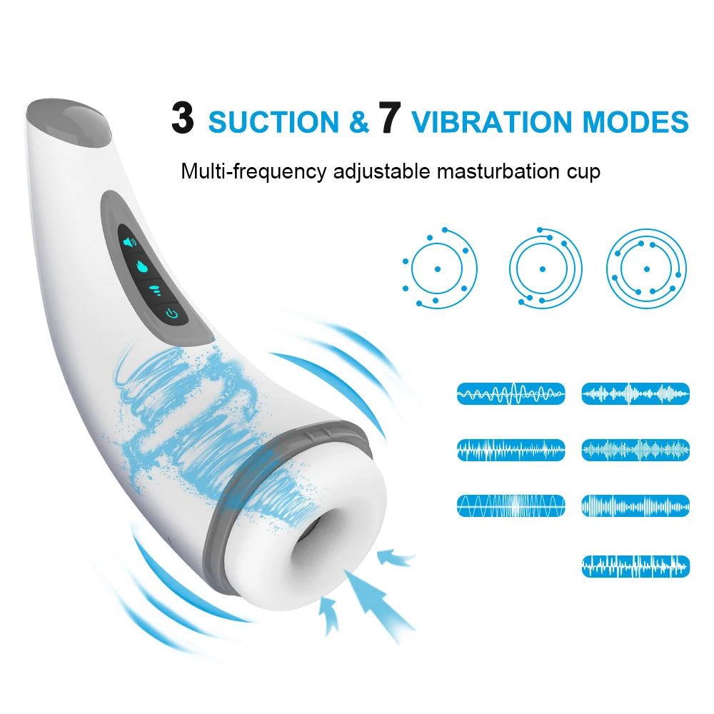 Male Automatic 360° Deep Throat Sucking Heating Voice Interacion Masturbation Cup Training Tool to Prolong Sexual Endurance