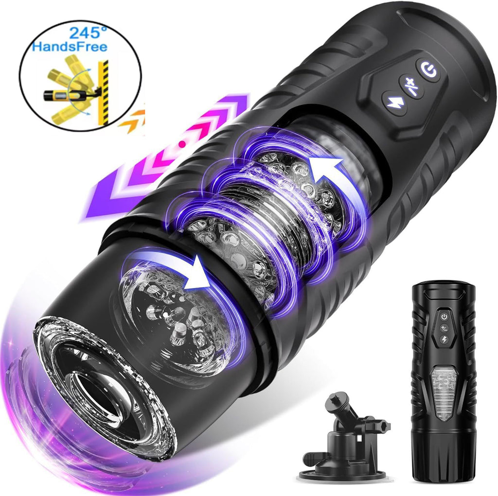Electric Fully Automatic Retractable Rotating Audible Masturbation Cup 7 Modes Insertion and Rotating Hands Free Male Toys