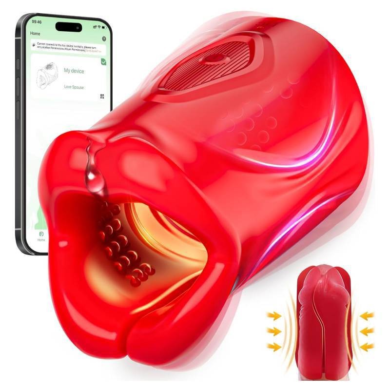 APP-Controlled Glans Trainer & Vibrator – 9 Vibration Modes, Waterproof Auto-Stroker with 3D Lips for Penis Sensitivity Training