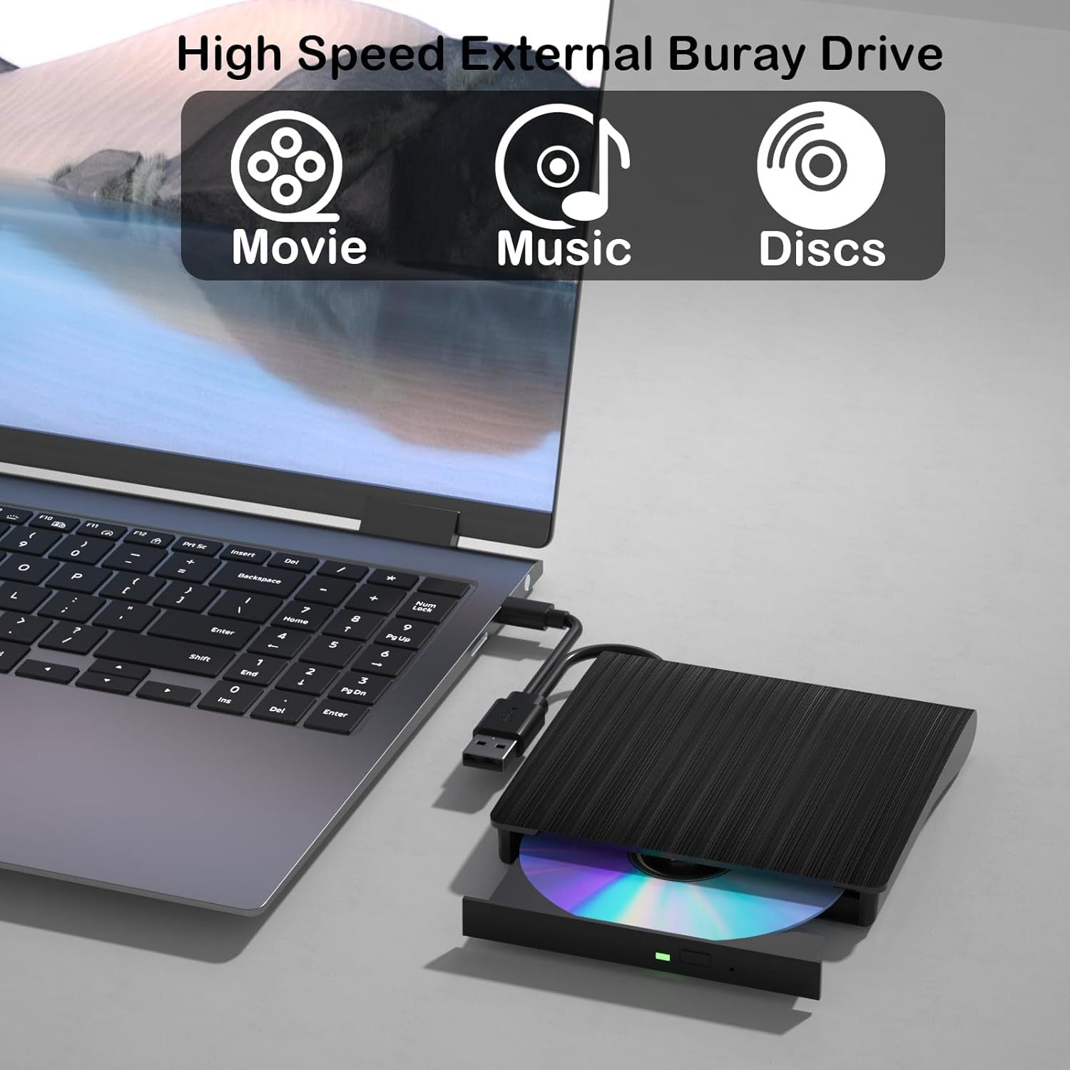 2 in 1 USB 3.0 Type C External DVD RW CD Writer Slim Drive Burner Read ...