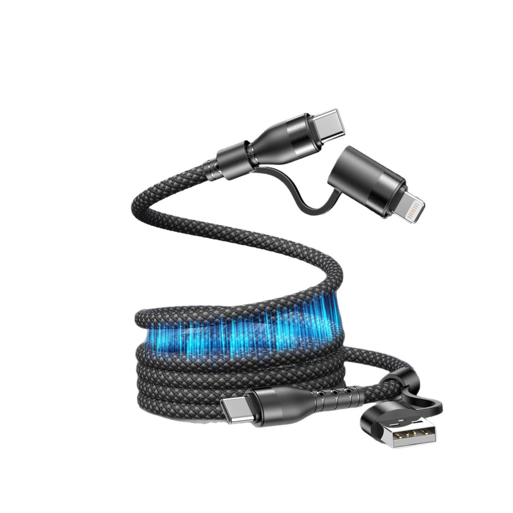 4-in-1 Multi PD65W Fast Magnetic Absorption Charging Cable, Support USB-A to Lightning, USB-A to Type-C, Type-C to Type-C, Type-C to Lightning