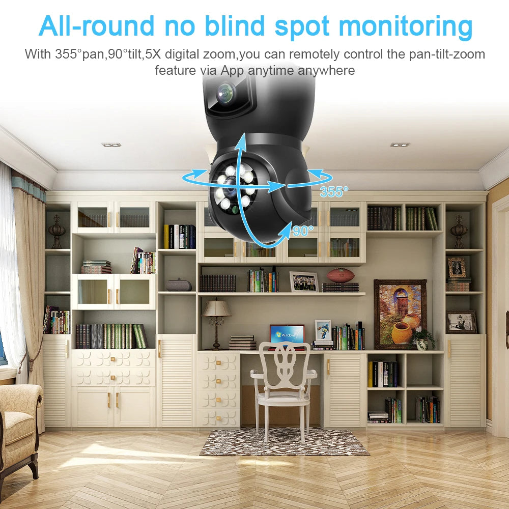 2024 Newest 1080P Smart Dual Lens Dual Screen Wireless Bulb Camera 360 ...