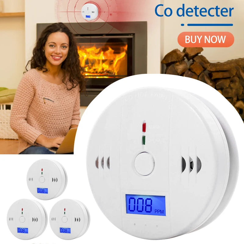 LCD CO Sensor Carbon Monoxide Detector 85dB Sound Independent CO Poiso