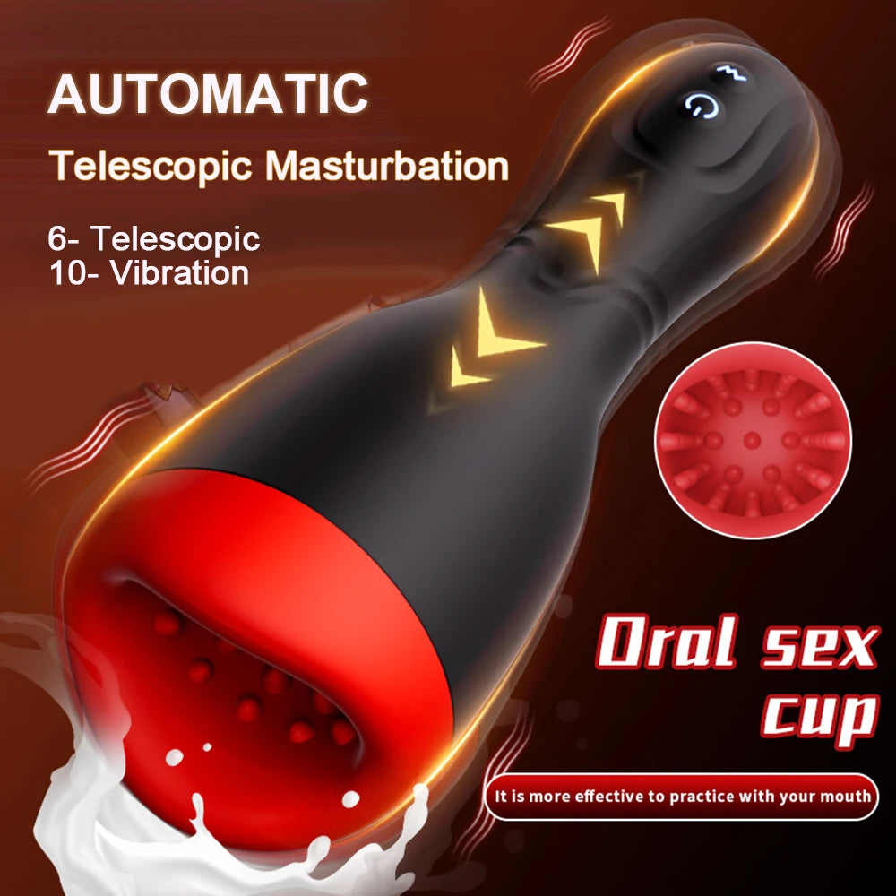 Automatic Telescopic Oral Male Masturbation Cup Vibration Penis Trainer Machine