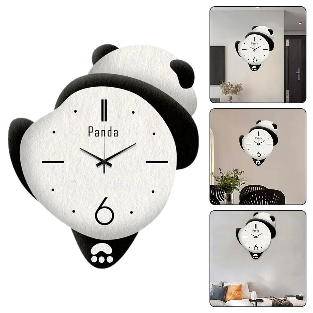 Hand Clock Panda Cute Panda Wall Clock Panda Silent Clock Family Bedroom Cartoon Clock ...