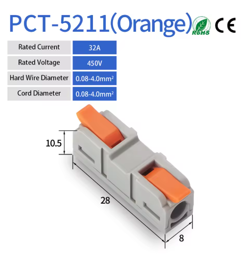 Spliceable Quick Connect Wires Terminals-1 in and 1 out (multiple comb ...