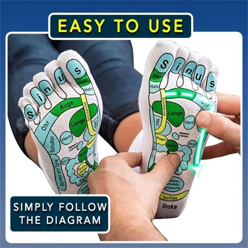 Acupressure Reflexology Socks White with massage stick – dinoinbox