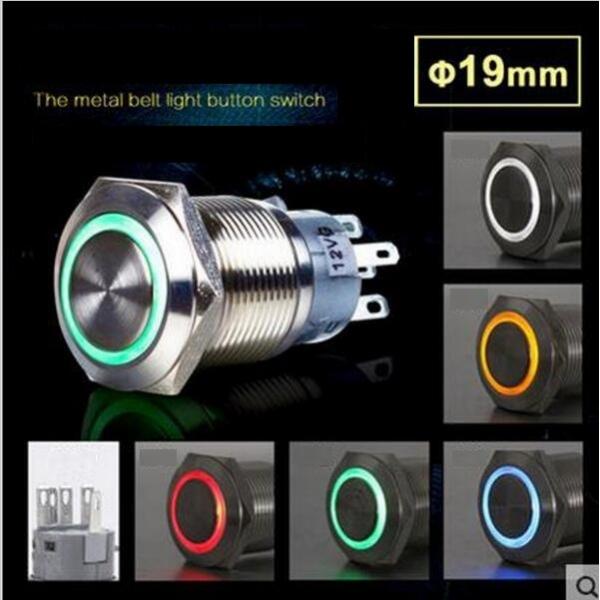 12V 19mm Angel Eye Metal Illuminated LED Push Button Switch Car Dash W ...