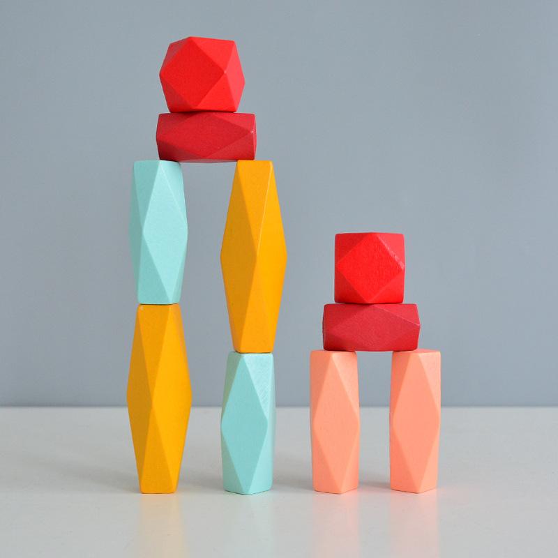 10 Pcs Children Wooden Stone Educational Toy Colorful Stone Puzzle Jenga Toy Children Gift Ornaments Bricks Pro Craft Gift