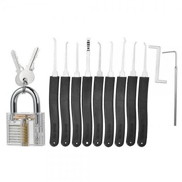 19-in-1 Practice Padlock Set with Locking Picking Tools Transparent ...