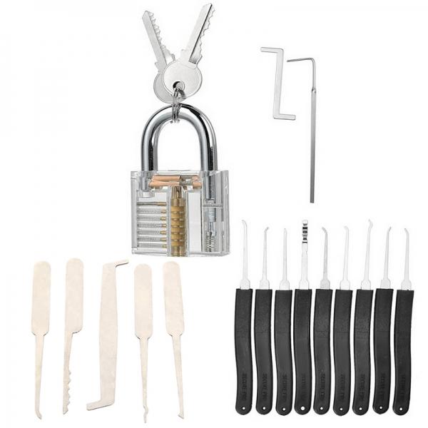 19-in-1 Practice Padlock Set with Locking Picking Tools Transparent ...