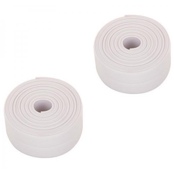 2pcs Waterproof Moldproof Adhesive Tape For Kitchen Bathroom Wall Sealing White 3.2m x 2.2cm/126inch x 0.87inch