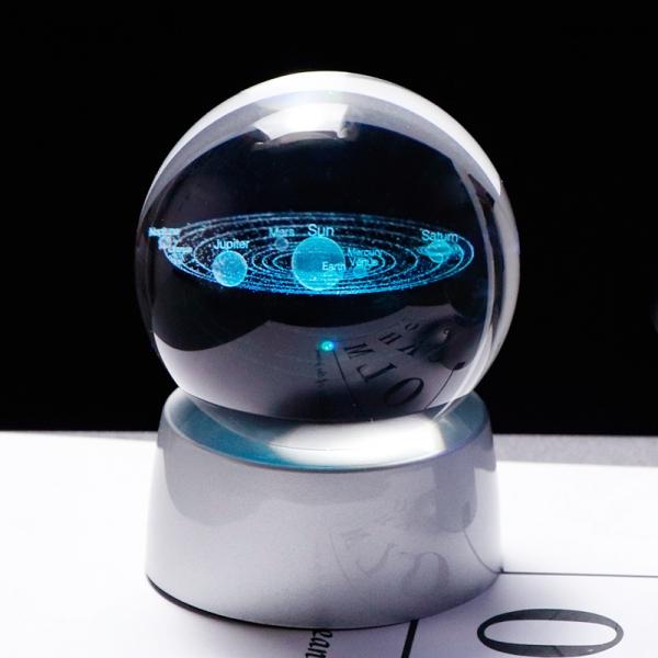3D Solar System Crystal Ball with LED Base Best Gift for Home Decor/Kids/Teacher of Physics/Friend/Astronomy Enthusiast
