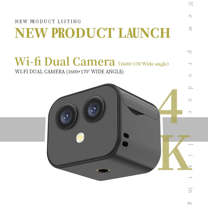 4K HD Dual Lens Wifi Camera 170° Wide Angle Outdoors Sports Micro Cam ...