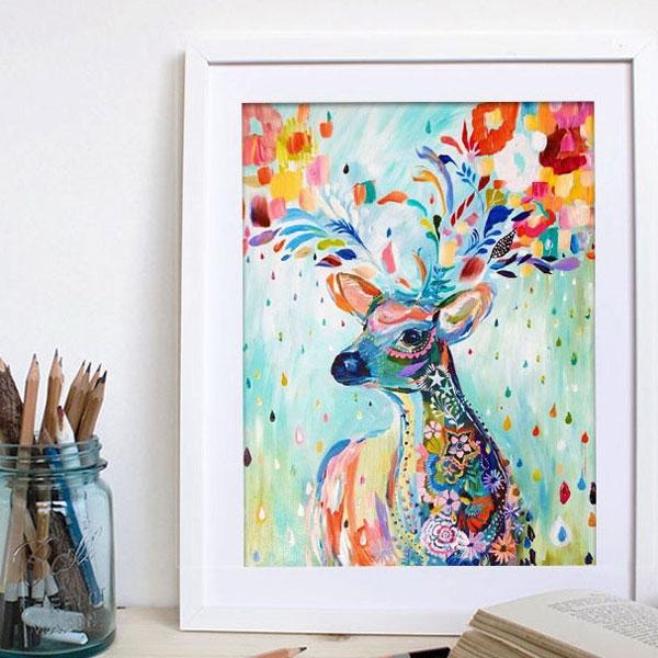 5D DIY Diamond Oil Painting Deer Embroidery Mosaic Stitch Craft Cross-Stitching Home Decor 30cm x 37cm