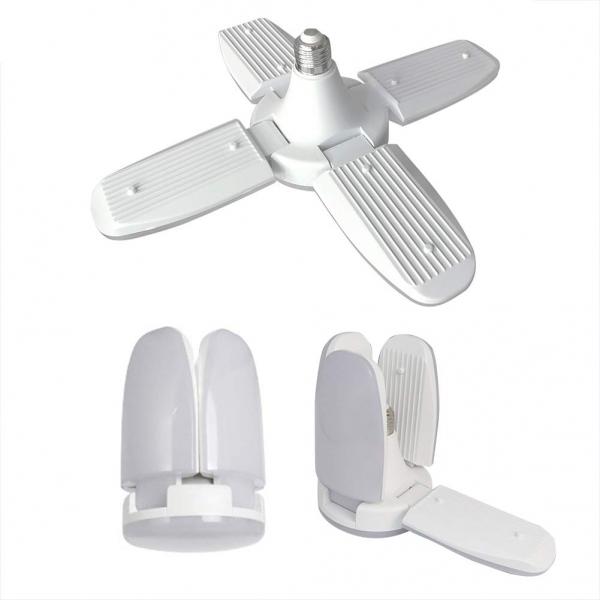 60W 110V-265V 6500K Cold White Super Bright E27 Foldable LED Garage Light Four-Leaf Fan Blade LED Light Bulb
