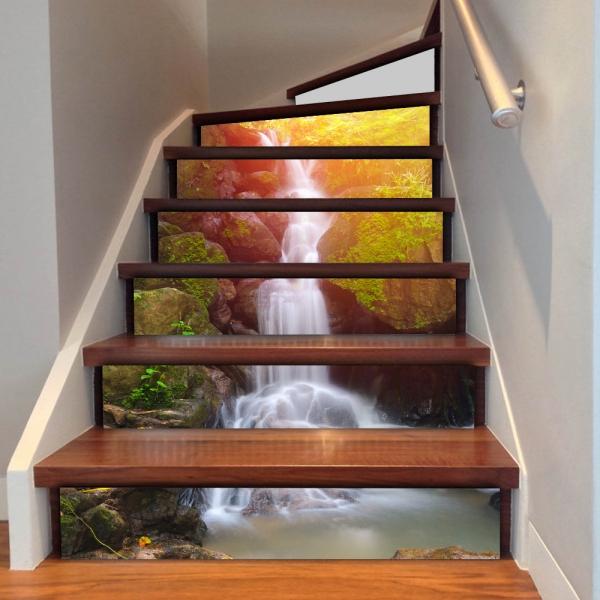 6PCS 3D Stairs Tile Risers Mural Vinyl Decal Wallpaper Stickers Decor Decals - FS023