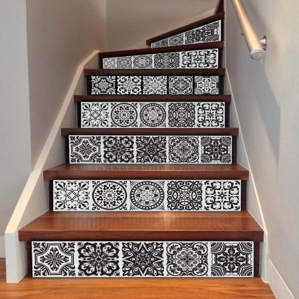 6pcs/set 3D Stairs Tile Risers Mural Vinyl Decal Wallpaper Stickers Decor Decals - FS030