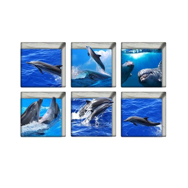 6pcs 13x13CM DIY 3D Anti Slip Waterproof Bathtub Sticker Removable Mural - Dolphin