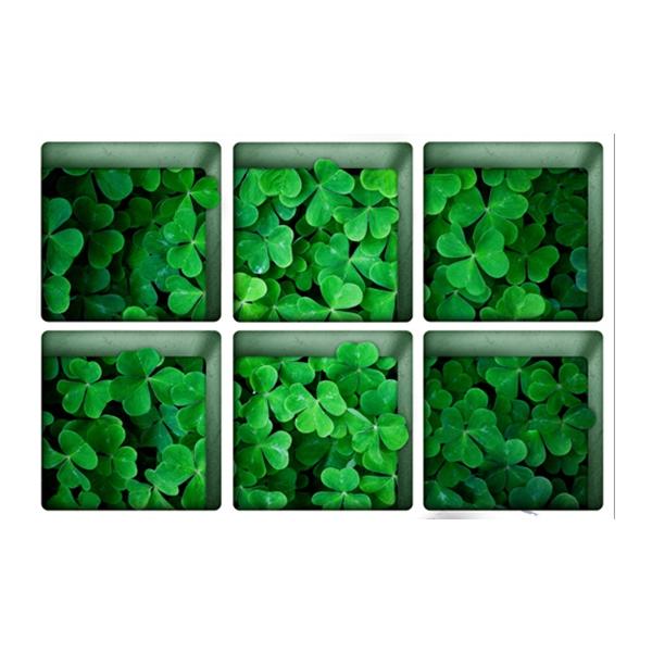6pcs 13*13CM DIY 3D Anti Slip Waterproof Bathtub Sticker Removable Mural - Four-leaf Clover