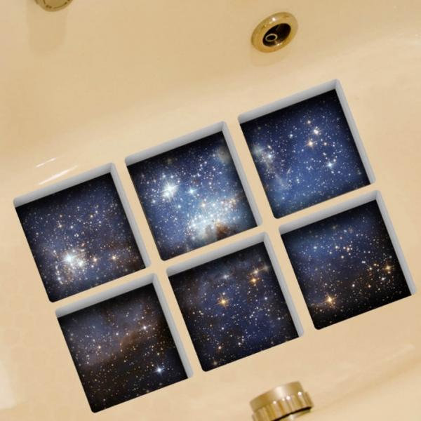 6pcs 13*13CM DIY 3D Anti Slip Waterproof Bathtub Sticker Removable Mural - Luminous Sky