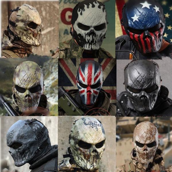 Airsoft Paintball Full Face Skull Skeleton CS Mask Tactical Military H ...