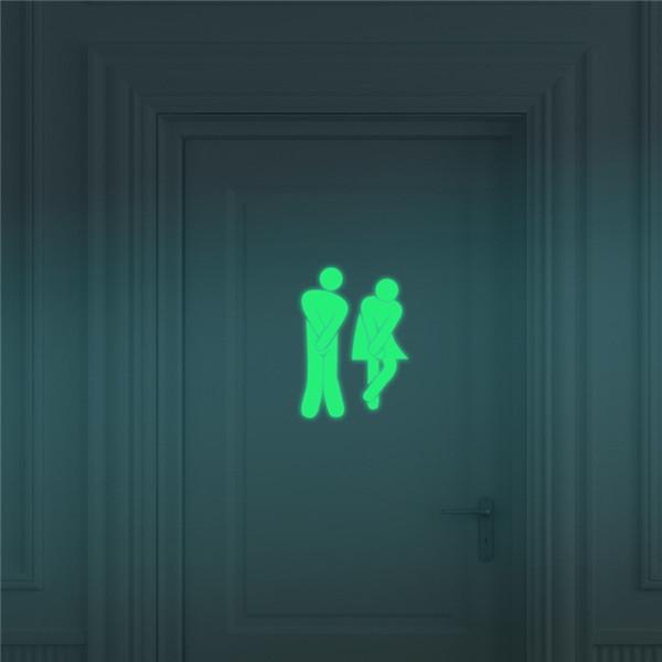 Creative Luminous Wall Sticker Bathroom Decoration Toilet Door Vinyl Wall Art Decals Pattern 2 Green