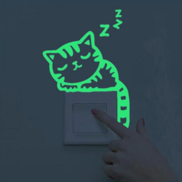 DIY Luminous Switch Sticker Home Decor - #25 Sleeping Cat Pattern