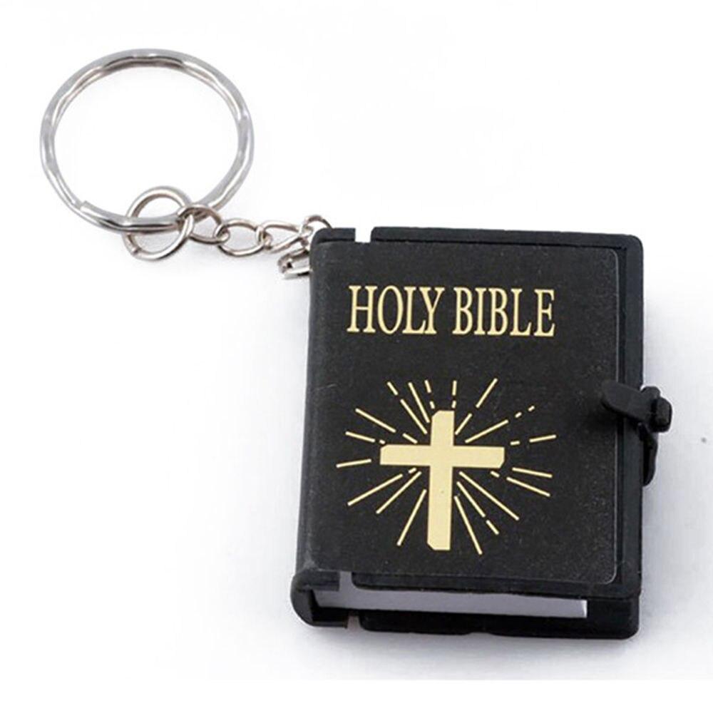 Cute Mini English HOLY BIBLE Keychains Religious Christian Cross Keyr ...