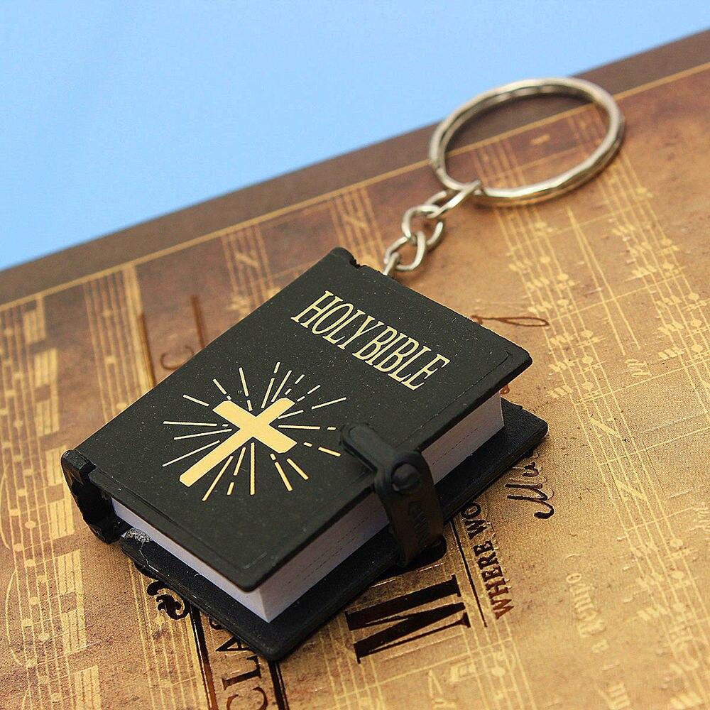 Cute Mini English HOLY BIBLE Keychains Religious Christian Cross Keyr ...