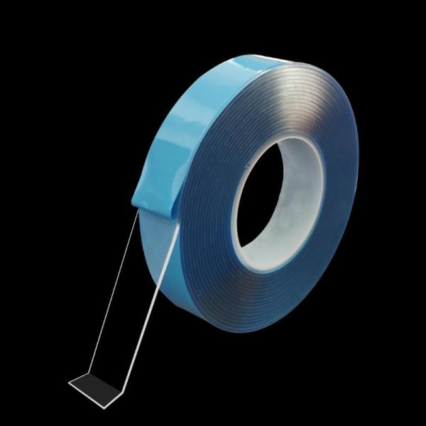 Traceless Washable Double Sided Adhesive Tape, Reusable Anti-Slip Nano Magic Tape for Home / Car 5cm x 3m / 2in x 9.8ft - Blue