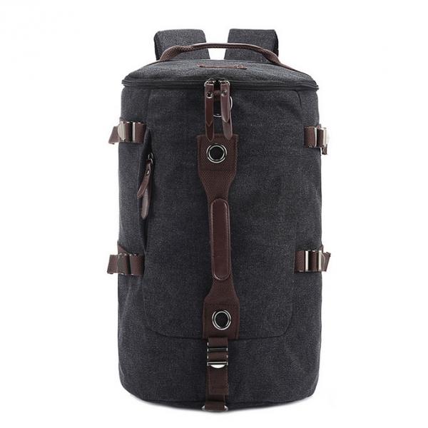 Dual-use Large Capacity Man and Women Travel Canvas Bucket Backpack Shoulder Bag-Black S