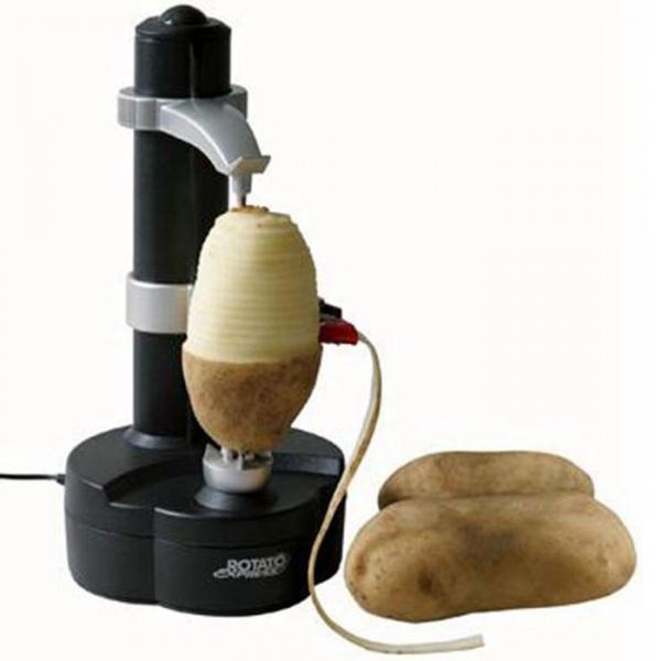 Electric Auto Rotating Fruit Vegetable Peeler (with Adapter) Black