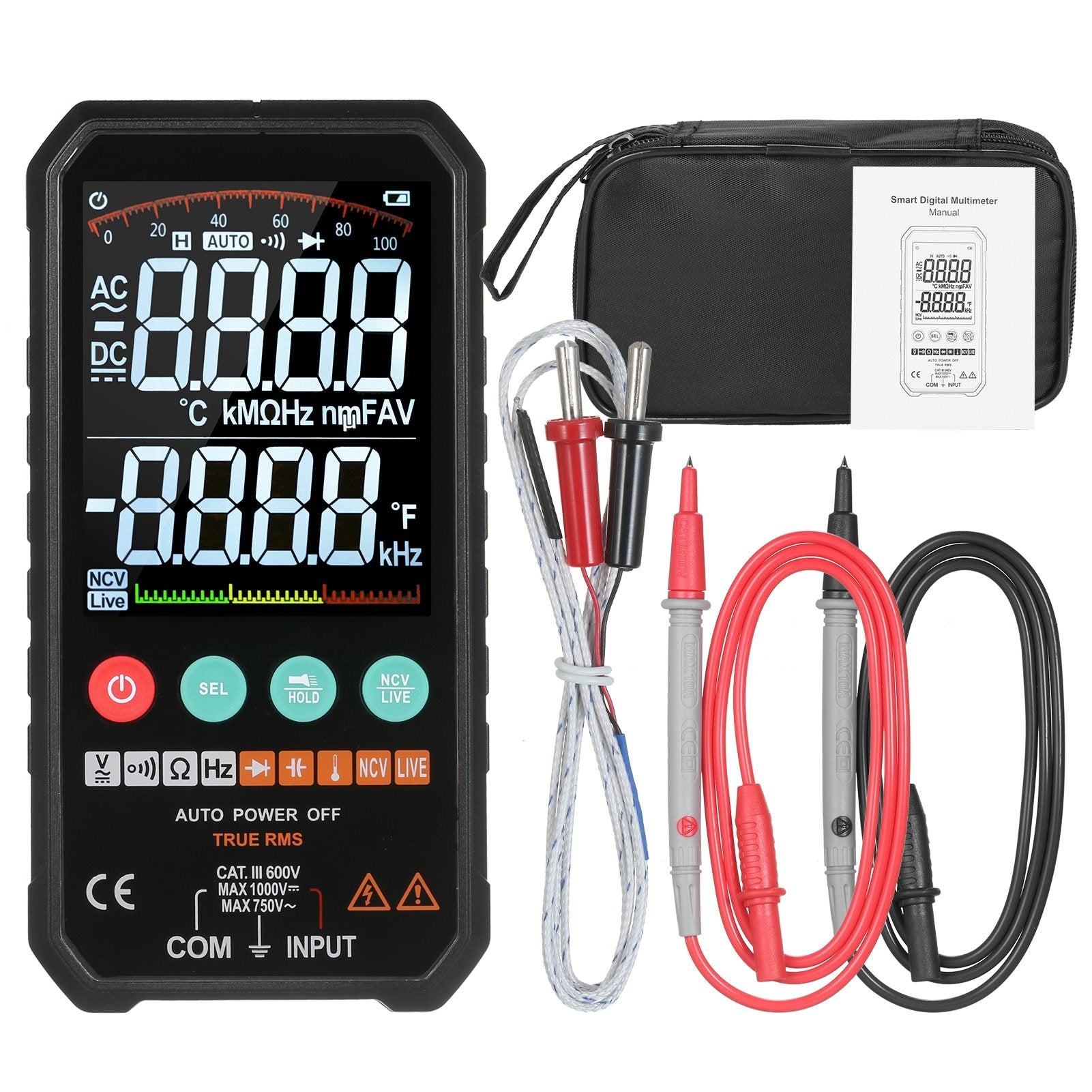 FY107C/FY107B 6000counts Digital Multimeter Ture RMS AC DC NCV Transi ...