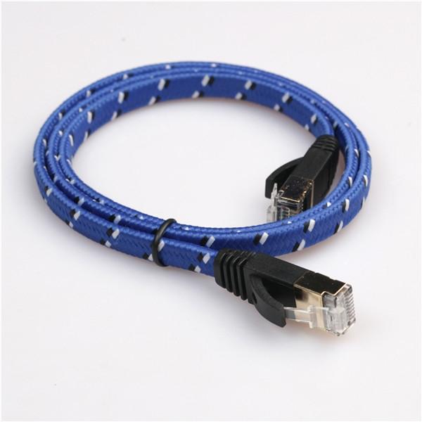 1.8m Flat Knitted CAT-7 CAT7 RJ45 10Gbps Ethernet Cable LAN Network Cord Blue - stringsmall