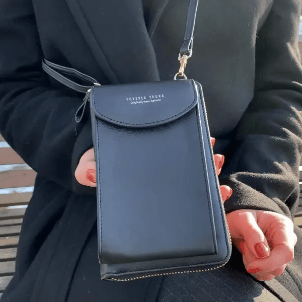 2 in 1 Handheld Wallet Shoulder Bag Large Zipper Leather Wallet