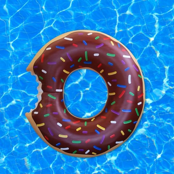 70cm Inflatable Swim Ring Float Raft Cut Chipped Strawberry Donut Styl ...