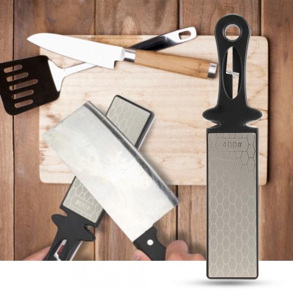 Knife Sharpener Stone Handheld 400/1000grit Double Sided Diamond Sharpening Stone for Knife and Scissor - Silver