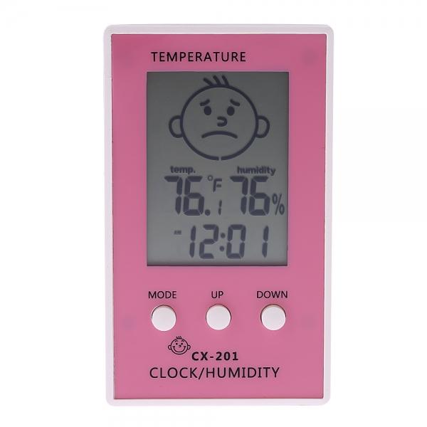 LCD Digital Thermometer Hygrometer Clock Weather Station Pink – dinoinbox