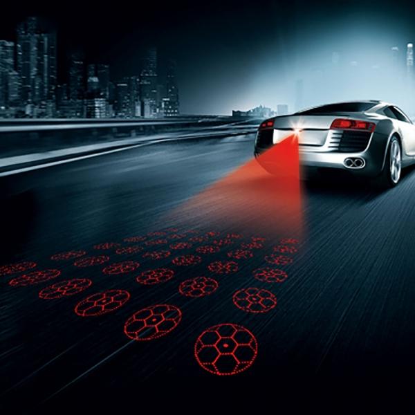 Laser Fog Light Anti-collision Warning Signal Rear Brake Taillight for Motorcycle Car Footballs Pattern
