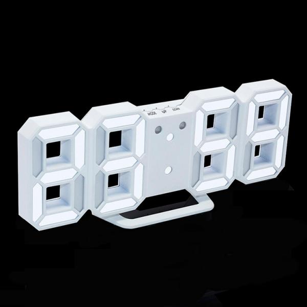 Digital LED Desk Clock 24/12 Hour Display White Shell & White Digital