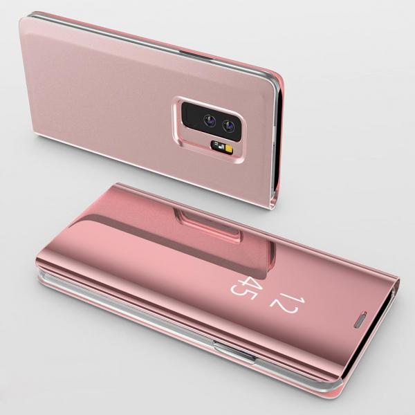 Smart Sleep Mirror Window View Bracket Protective Case For Samsung Galaxy S9 - Rose Gold