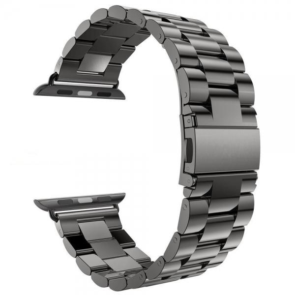 Stainless Steel Band Watch Strap w/ Connector for Apple iWatch 42mm Black