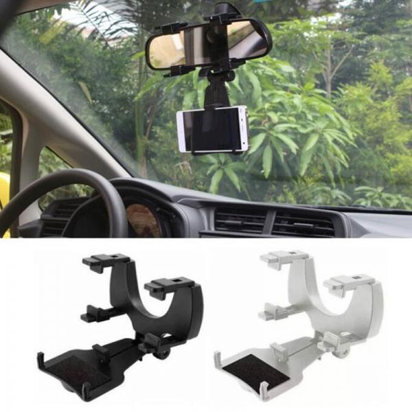 Universal Car Rear View Mirror Bracket Mount Holder for 4-6.3 inch Smartphone White