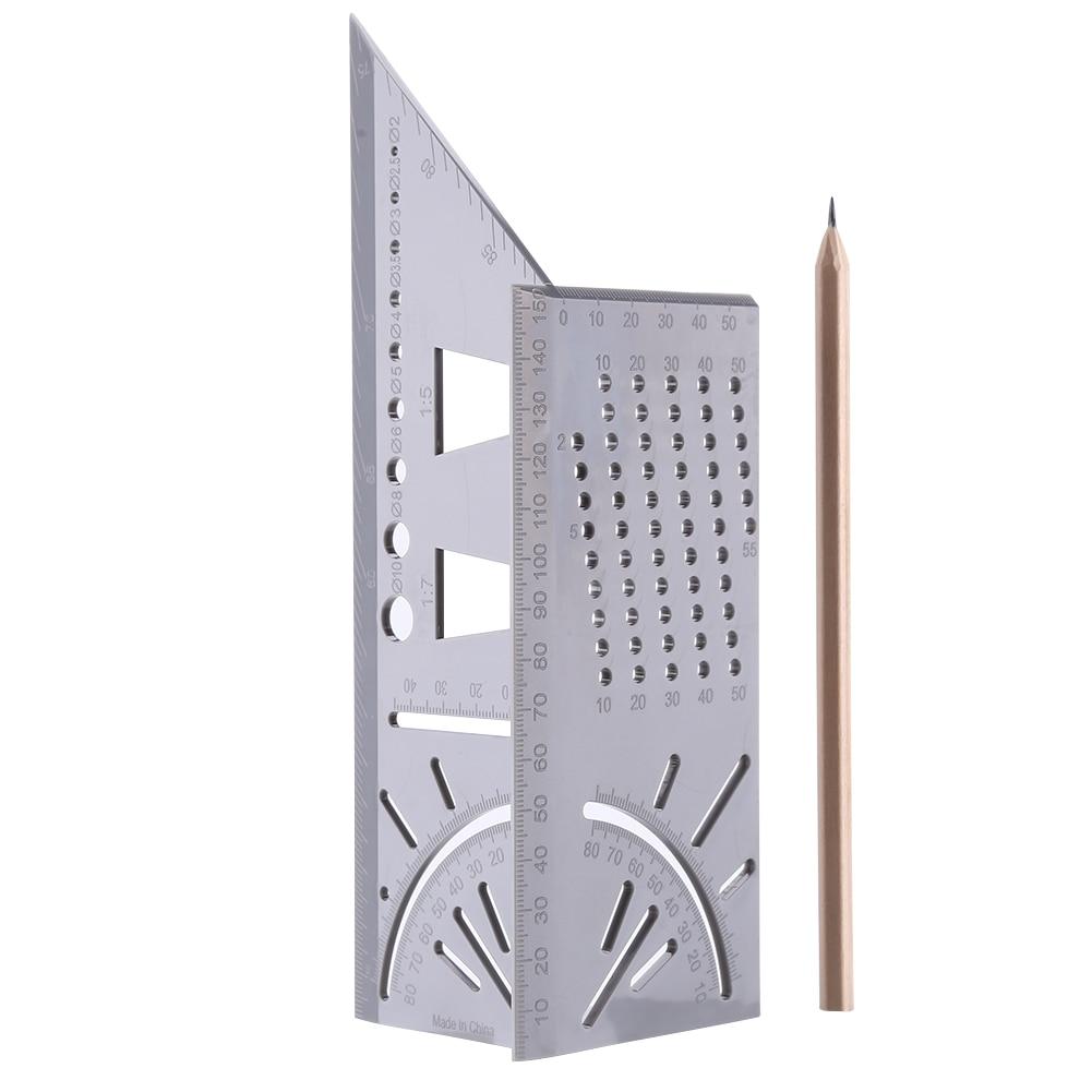 45 Meters Ruler Woodworking Scribe Mark Line Gauge T-Type Ruler 45+90 Degree Metric M ...