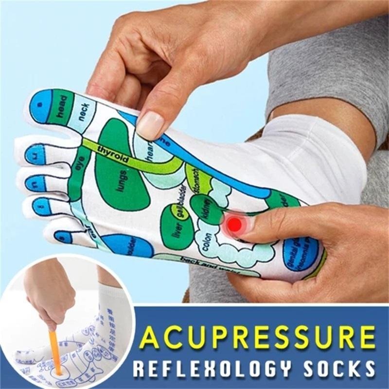 Acupressure Reflexology Socks White with massage stick – dinoinbox